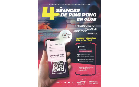 Découvrir le ping avec 4 séances gratuites.
